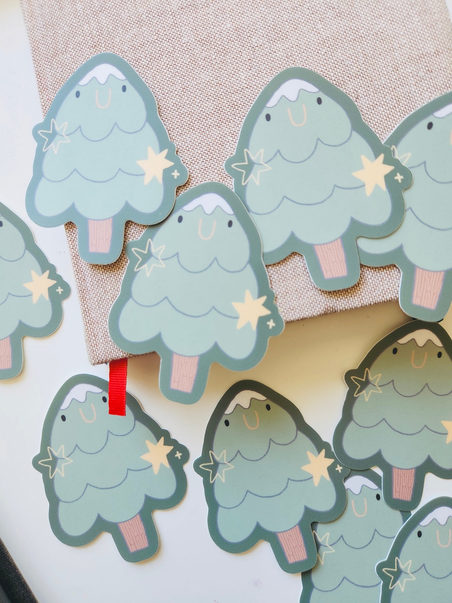 Smiley Pine Tree Vinyl Sticker