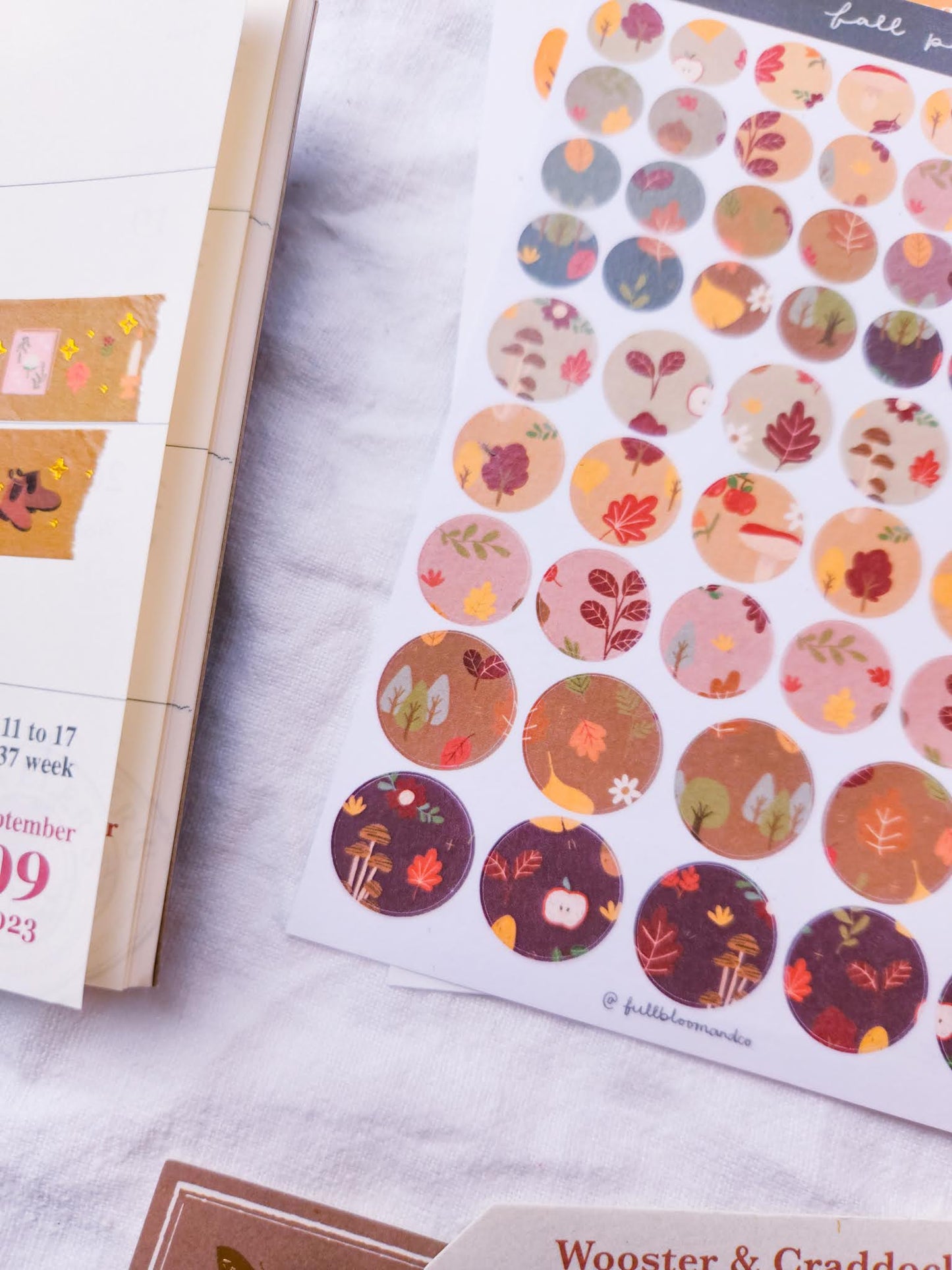 Round Fall Leaves Sticker Sheet - Transparent