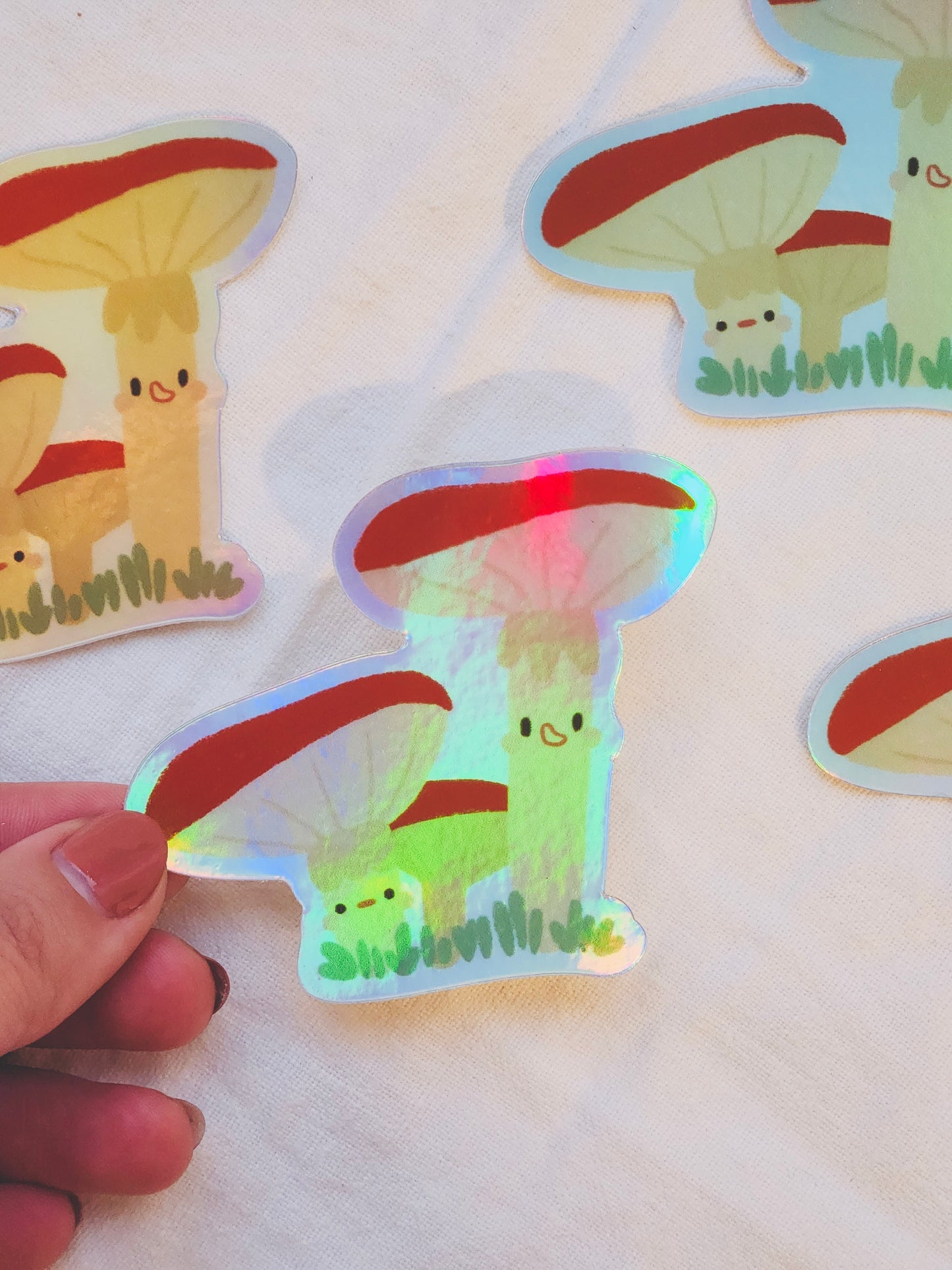 Mushroom Friends Vinyl Sticker - Holographic