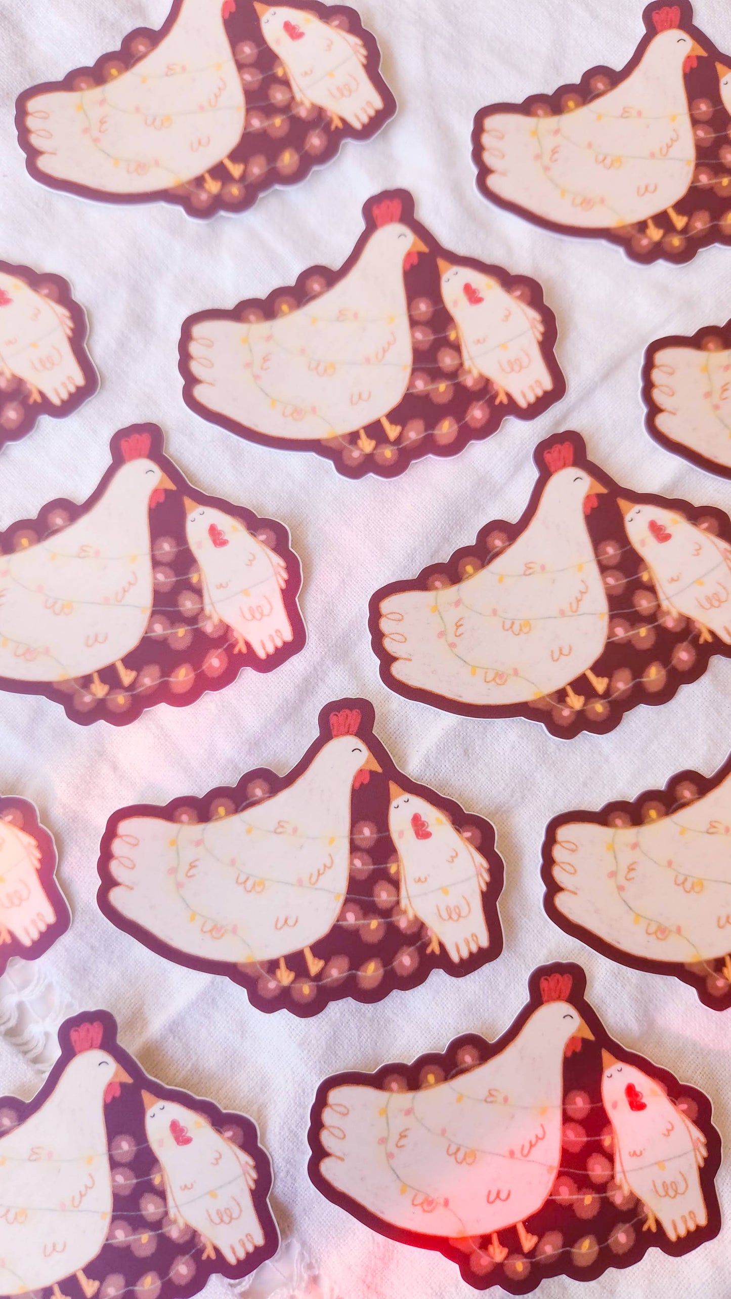 Fairy Light Chickens Vinyl Sticker