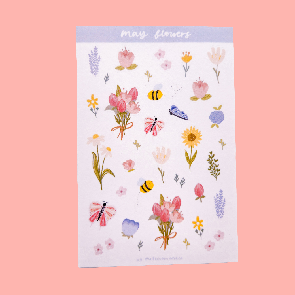 Spring Flowers Sticker Sheet - Clear