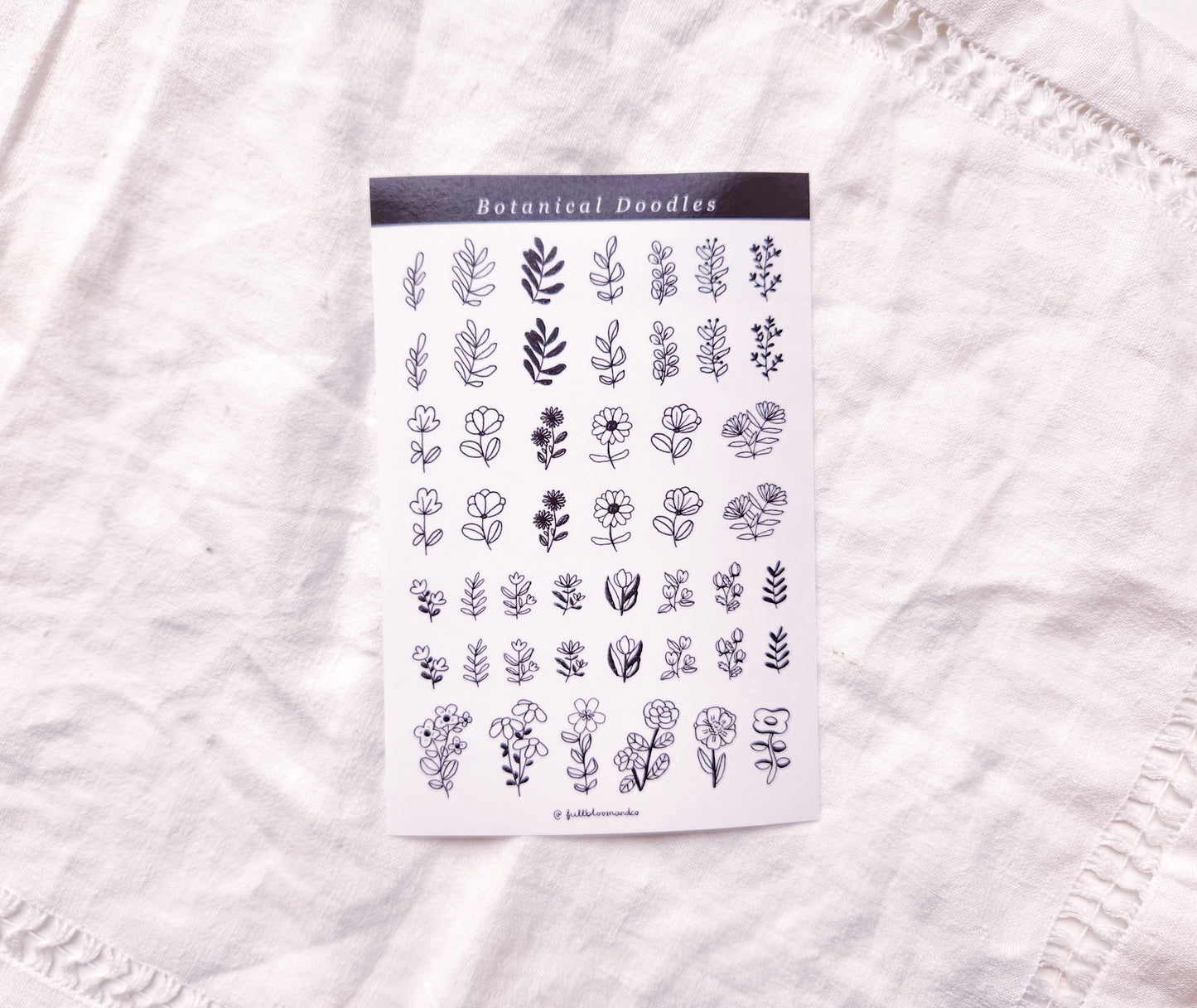 Botanical Doodles Sticker Sheet - Transparent