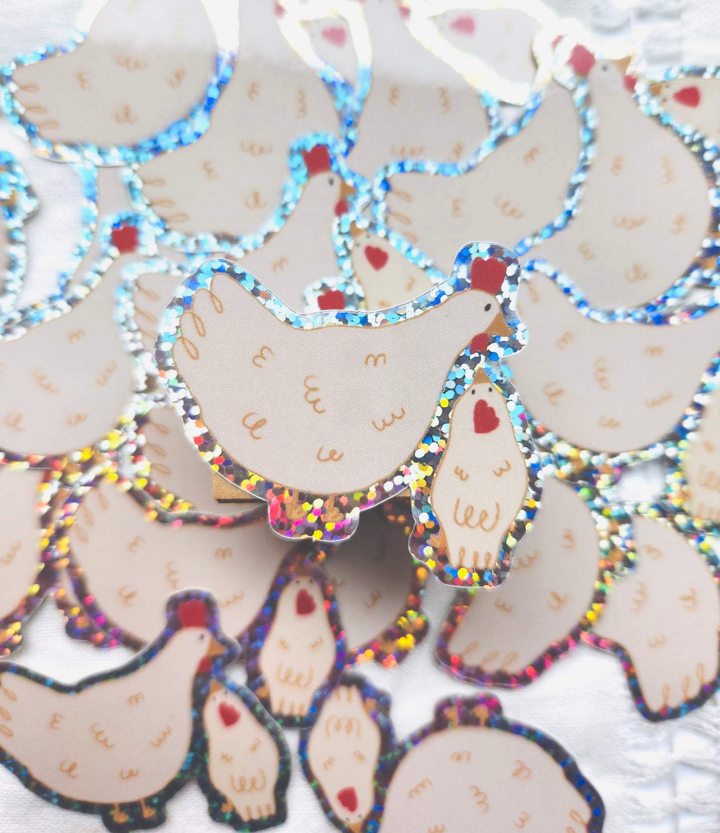Glittery Chickens Vinyl Sticker