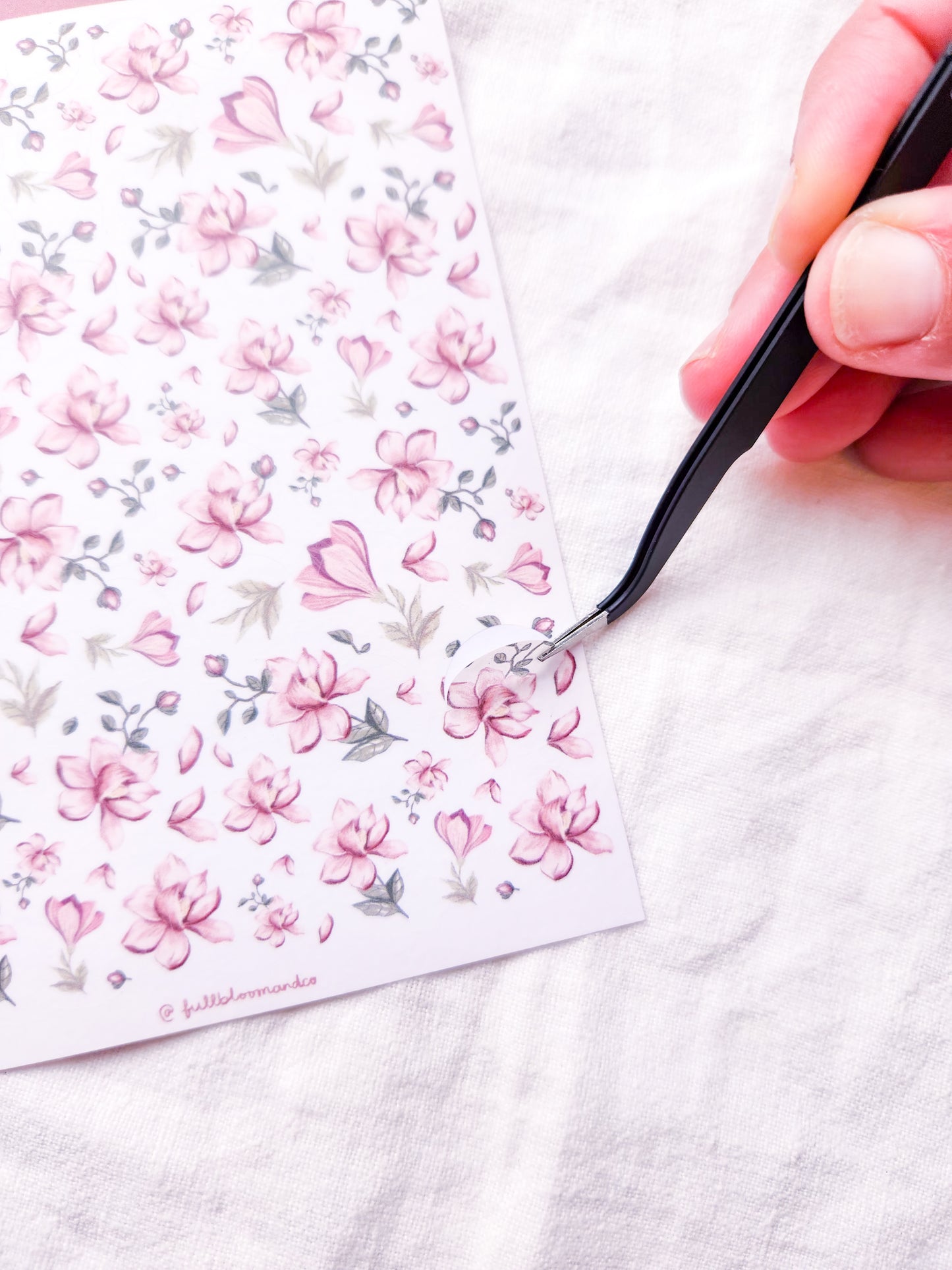 Round Blossoming Magnolias Sticker Sheet - Transparent