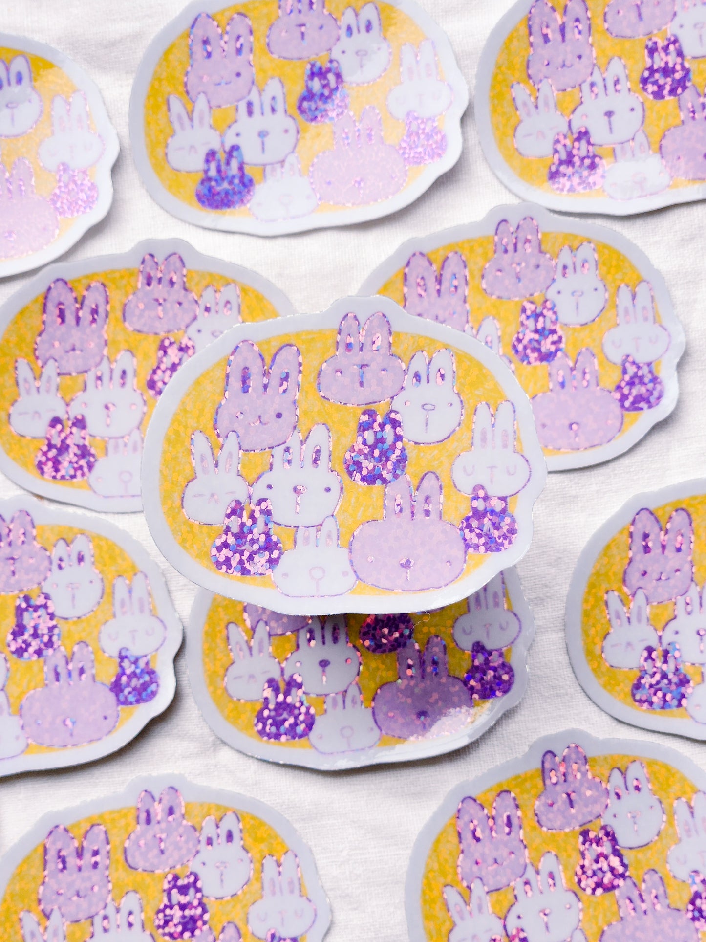Easter Bunnies Vinyl Sticker - Glittery