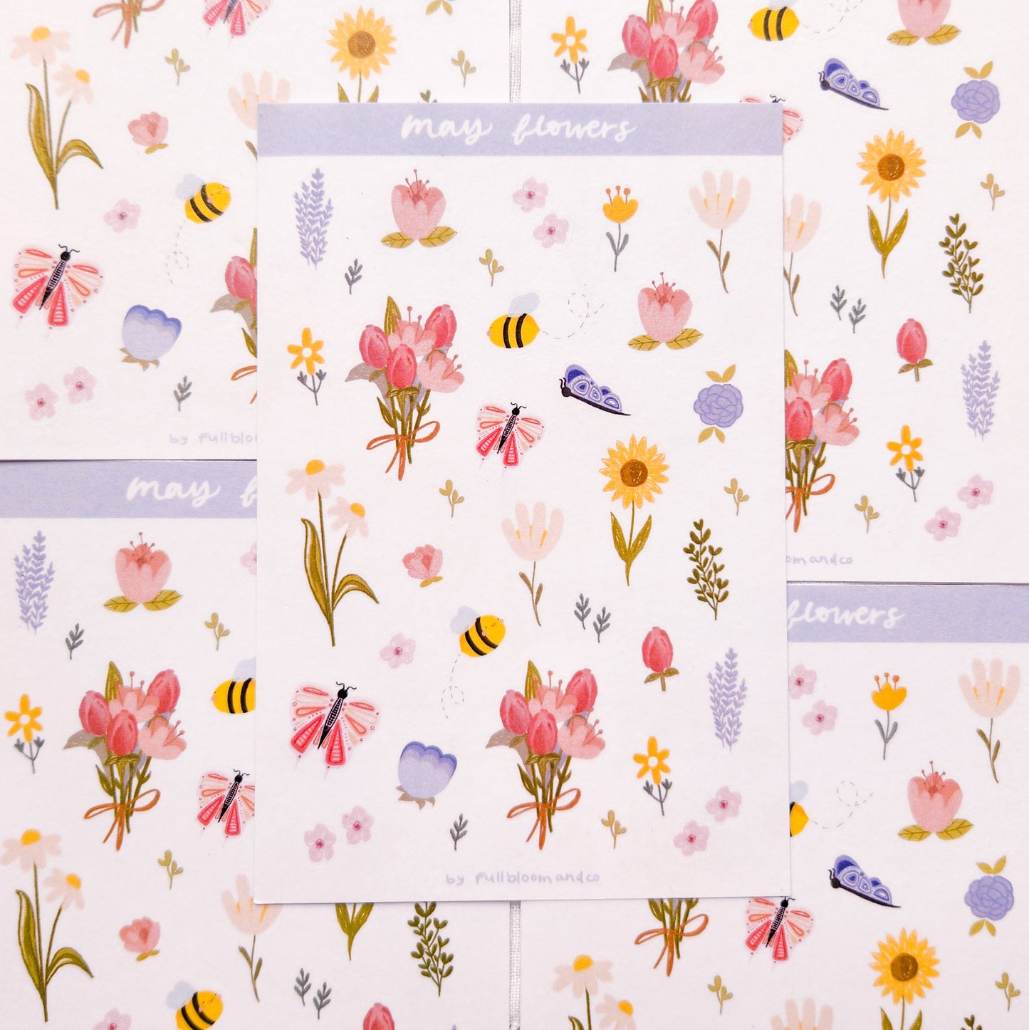 Spring Flowers Sticker Sheet - Clear