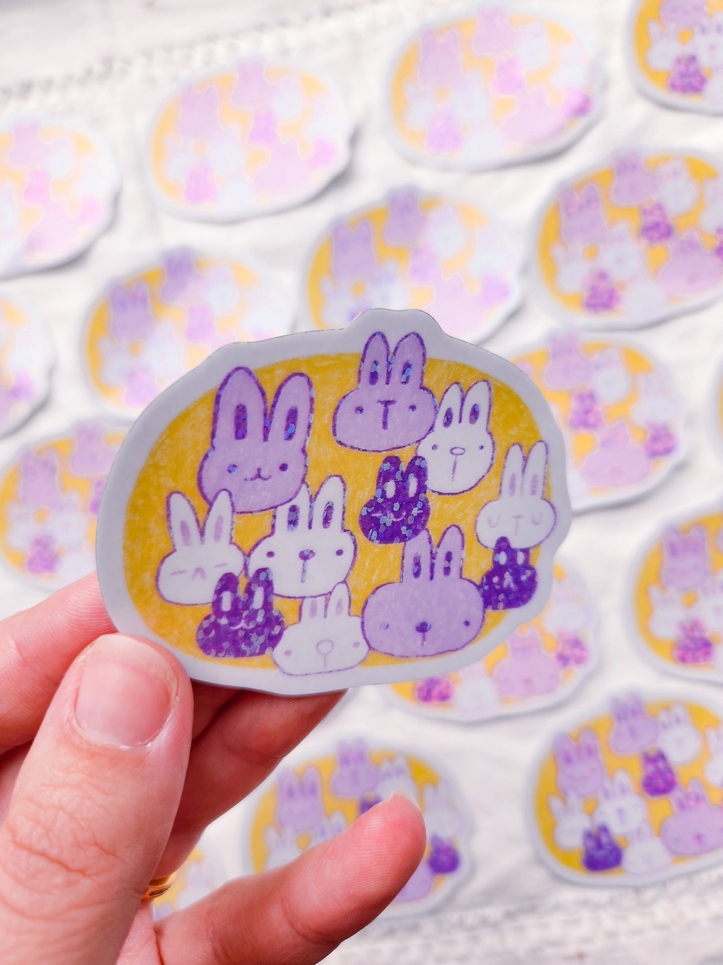 Easter Bunnies Vinyl Sticker - Glittery