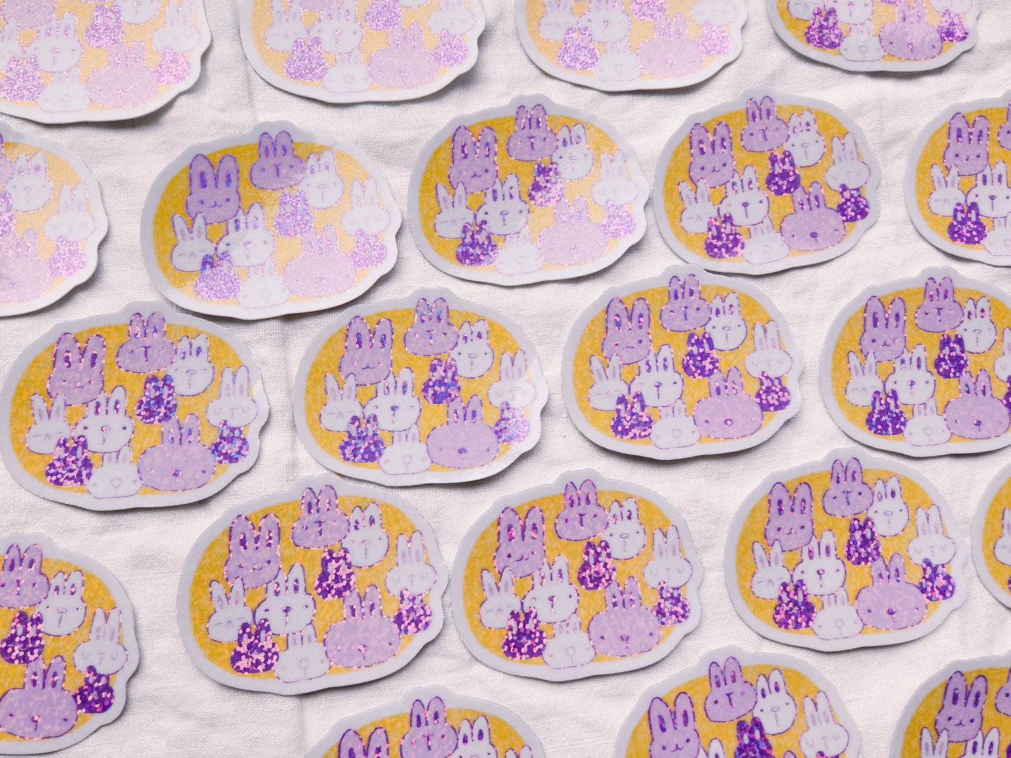 Easter Bunnies Vinyl Sticker - Glittery