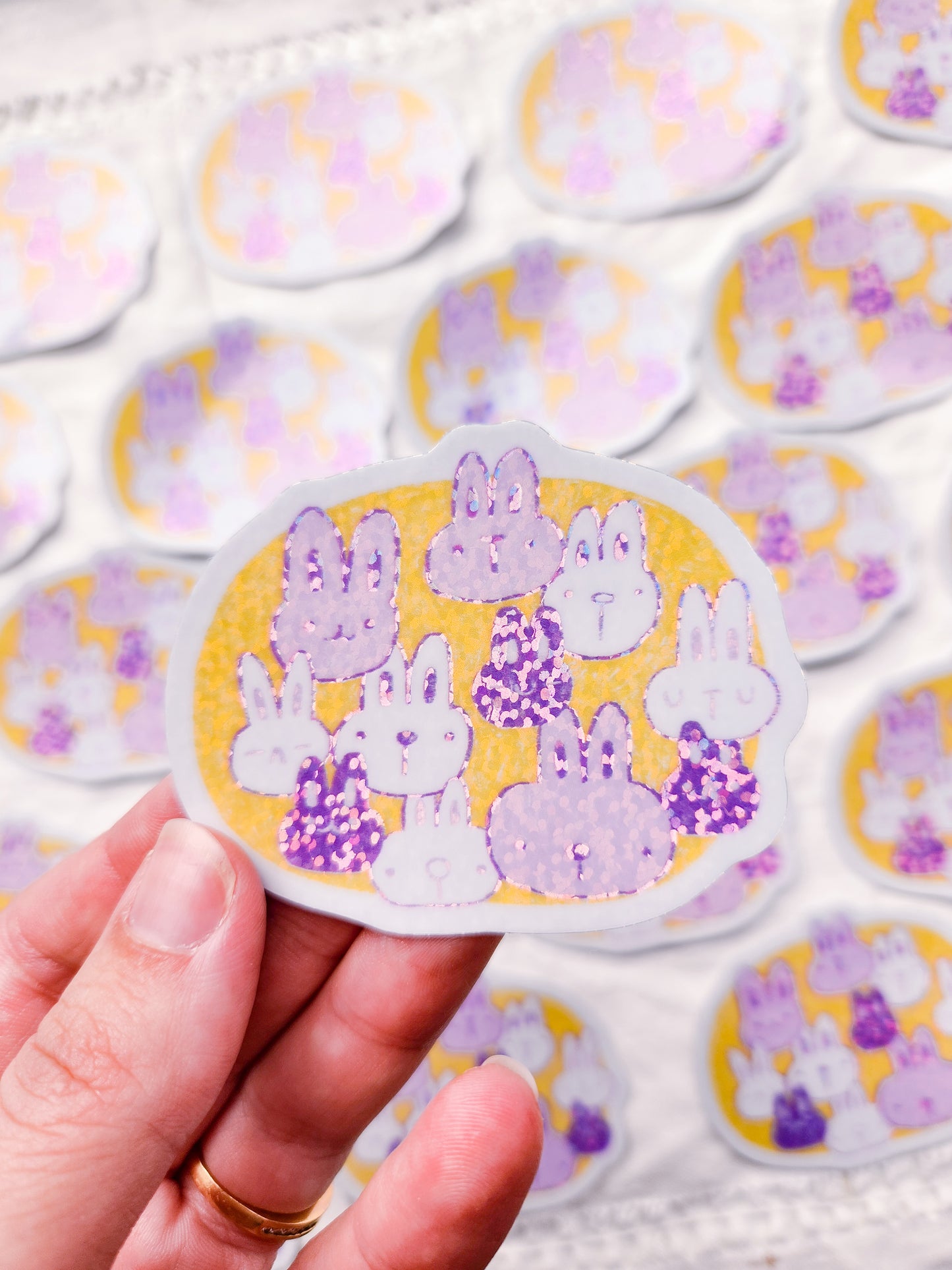 Easter Bunnies Vinyl Sticker - Glittery