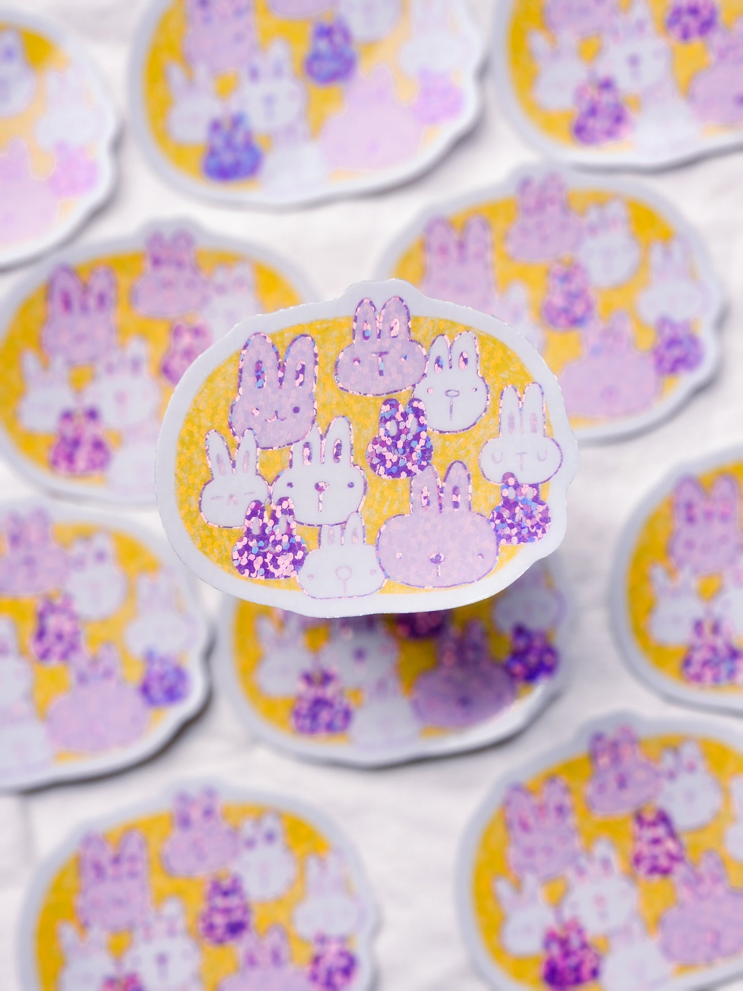 Easter Bunnies Vinyl Sticker - Glittery