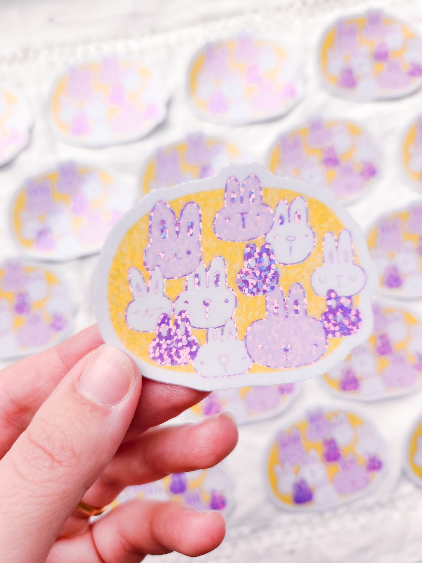 Easter Bunnies Vinyl Sticker - Glittery