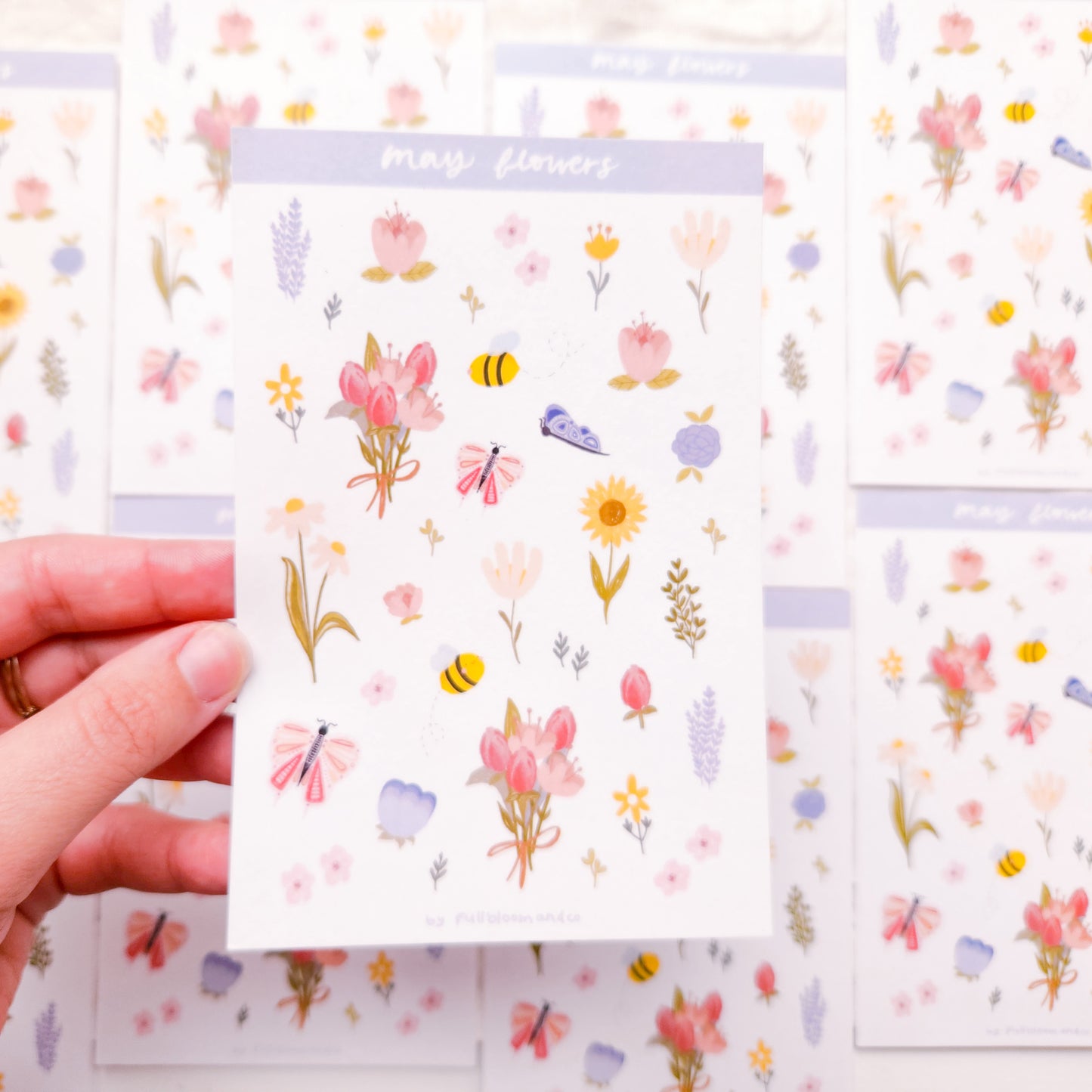 Spring Flowers Sticker Sheet - Clear