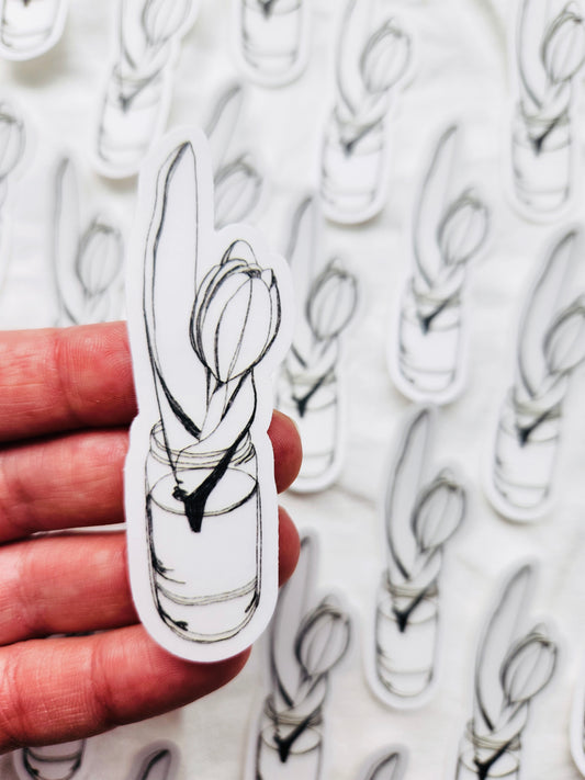 Tulip in a Jar Vinyl Sticker - Clear