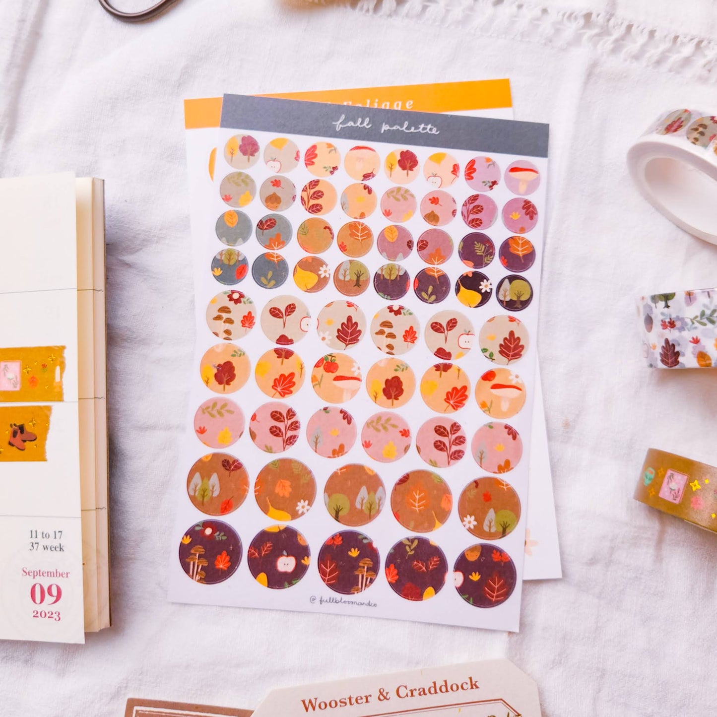 Round Fall Leaves Sticker Sheet - Transparent