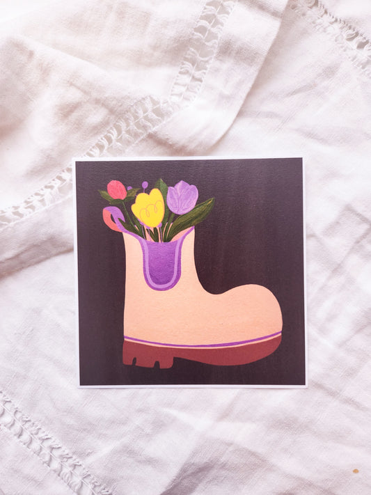 Floral Rain Boots Art Print