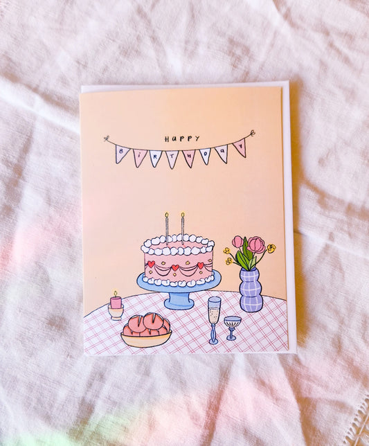 Happy Birthday Greeting Card - Cake Still Life
