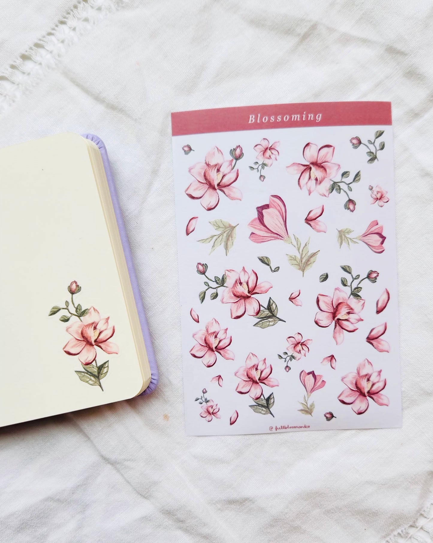 Blossoming Magnolias Sticker Sheet - Transparent