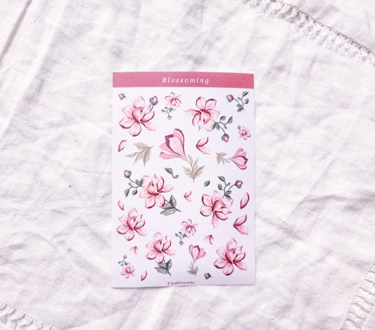 Blossoming Magnolias Sticker Sheet - Transparent