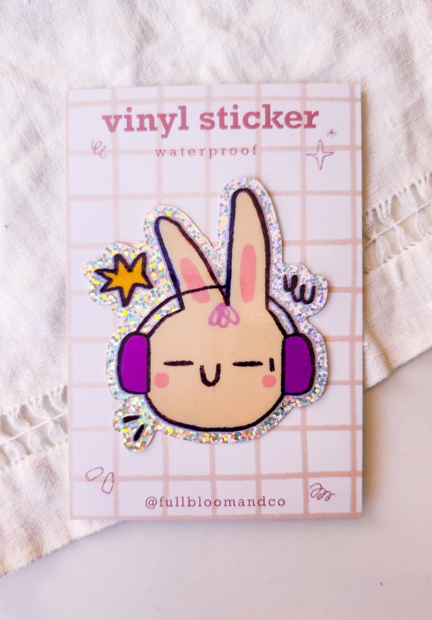 Cool Bunny Vinyl Sticker - Glittery