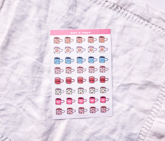 Coffee Cups Sticker Sheet