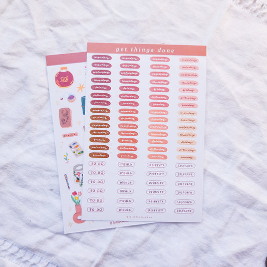 Get Things Done Sticker Sheet - Weekly Planner Stickers