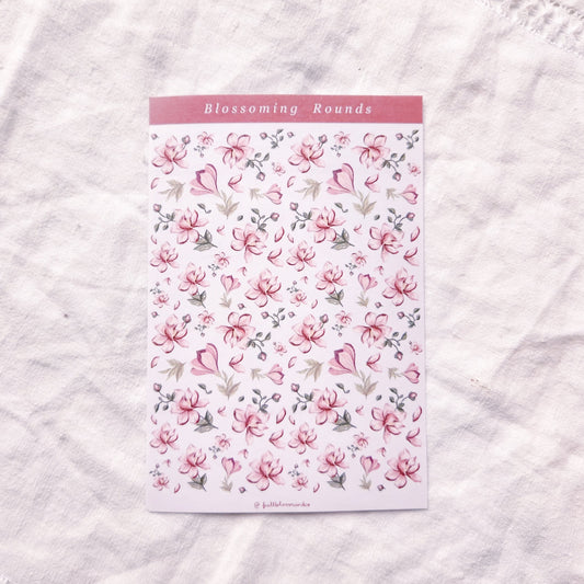 Round Blossoming Magnolias Sticker Sheet - Transparent