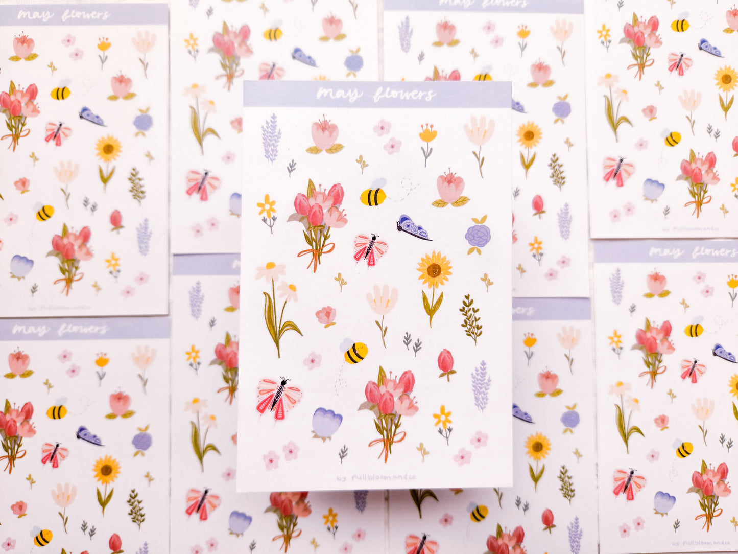 Spring Flowers Sticker Sheet - Clear